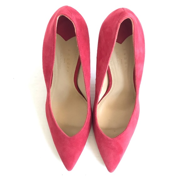 Sandro Paris red suede pump heels Sz EU 39 - Picture 4 of 16